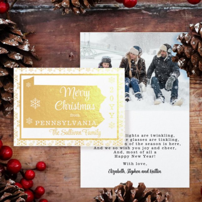 Tarjeta Con Relieve Metalizado Feliz Navidad desde el estado de Pennsylvania | Fo (Subido por el creador)