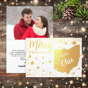 Tarjeta Con Relieve Metalizado Feliz Navidad desde Ohio State Photo