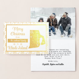 Tarjeta Con Relieve Metalizado Feliz Navidad desde Rhode Island State Photo