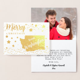 Tarjeta Con Relieve Metalizado Feliz Navidad desde Washington State Photo
