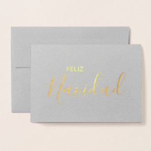 Tarjeta Con Relieve Metalizado Feliz Navidad Española elegante Feliz Navidad Feli