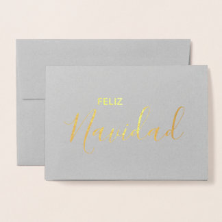 Tarjeta Con Relieve Metalizado Feliz Navidad Española elegante Feliz Navidad Feli