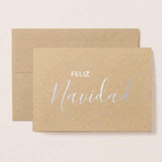 Tarjeta Con Relieve Metalizado Feliz Navidad Española elegante Feliz Navidad Feli