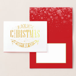 Tarjeta Con Relieve Metalizado Feliz Navidad Feliz Año Nuevo Elegante Dorado