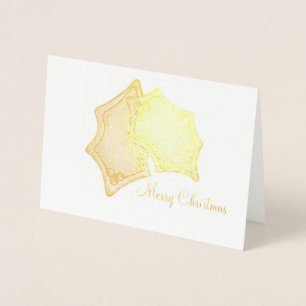 Tarjeta Con Relieve Metalizado Feliz Navidad Holly Leaf Cookie Navidad Navidad