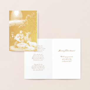 Tarjeta Con Relieve Metalizado Feliz Navidad natividad
