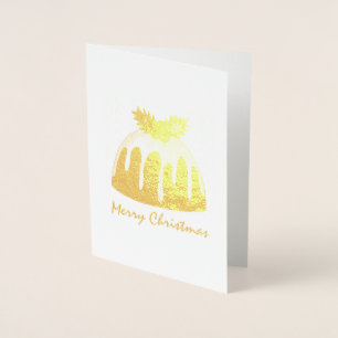Tarjeta Con Relieve Metalizado Feliz Navidad Navidad British Plum Pudding Holly