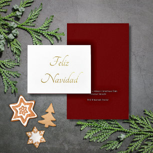 Tarjeta Con Relieve Metalizado Feliz Navidad Navidades oro rojo festivo