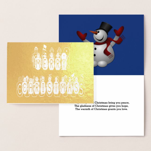 Tarjeta Con Relieve Metalizado Feliz Navidad Nieve Gente Fuente y Verso, ZAtoZ (Demostración)