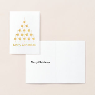 Tarjeta Con Relieve Metalizado Feliz Navidad nieve Stars Tree Holiday