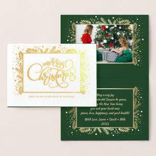 Tarjeta Con Relieve Metalizado Feliz Navidad. Personalizado Photo Luxury Real