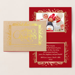 Tarjeta Con Relieve Metalizado Feliz Navidad. Personalizado Photo Luxury Real