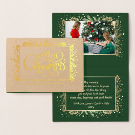 Tarjeta Con Relieve Metalizado Feliz Navidad. Personalizado Photo Luxury Real