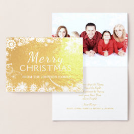 Tarjeta Con Relieve Metalizado Feliz Navidad Snowflakes