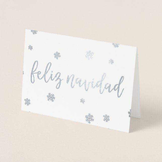 Tarjeta Con Relieve Metalizado Feliz Navidad Snowflakes (Anverso)