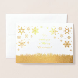 Tarjeta Con Relieve Metalizado Feliz Navidad Snowflakes Gold