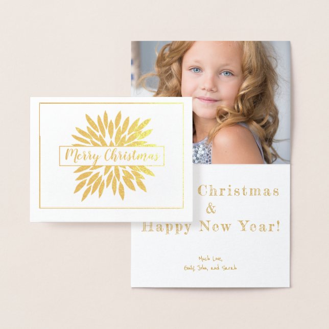 Tarjeta Con Relieve Metalizado Feliz Navidad, tu foto aquí (Demostración)