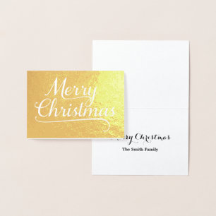 Tarjeta Con Relieve Metalizado Feliz Navidad Word Art Gold