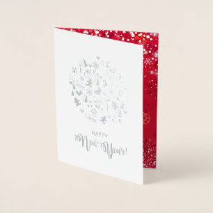 Tarjeta Con Relieve Metalizado ¡Feliz Navidad y Feliz Año Nuevo! 2027 NAVIDAD Nie