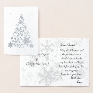 Tarjeta Con Relieve Metalizado Feliz Navidad y Feliz Año Nuevo personalizado de p