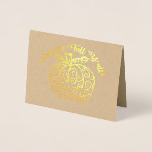 Tarjeta Con Relieve Metalizado ¡Feliz otoño!   Relieve metalizado real