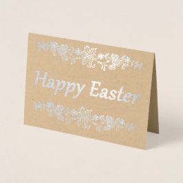 Tarjeta Con Relieve Metalizado Feliz Pascua