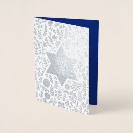 Tarjeta Con Relieve Metalizado Feliz Pascua. Estrella de David y Kiddush