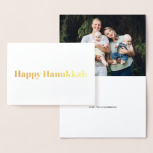 Tarjeta Con Relieve Metalizado Feliz personalizado de tipografía moderna de Hanuk