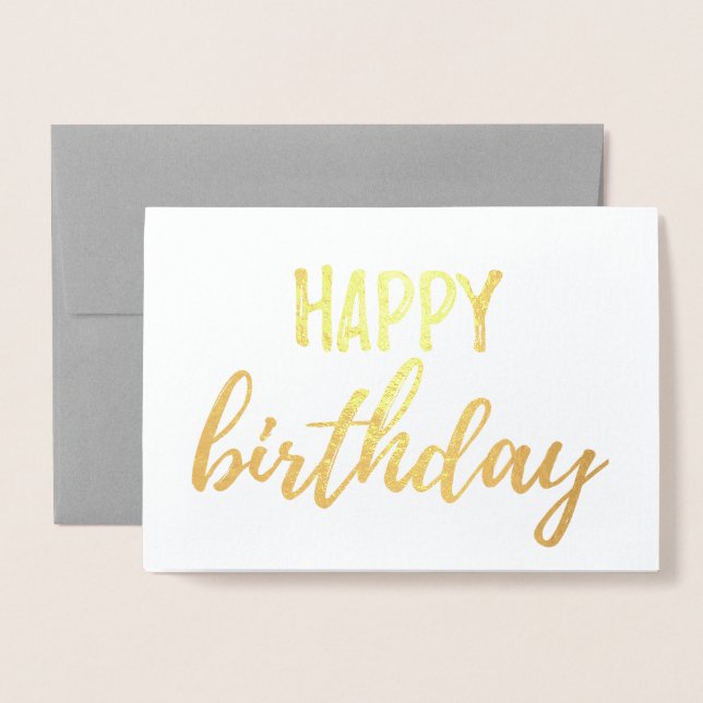 Tarjeta Con Relieve Metalizado Felíz Relieve metalizado dorado de cumpleaños Pinc (Anverso con sobre)