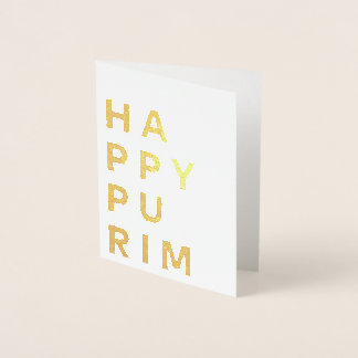 Tarjeta Con Relieve Metalizado Feliz Relieve metalizado dorado Purim