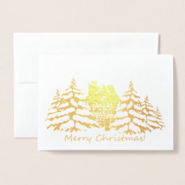 Tarjeta Con Relieve Metalizado Feliz saludo de Navidad