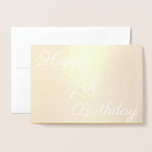 Tarjeta Con Relieve Metalizado Feliz sétimo cumpleaños de oro