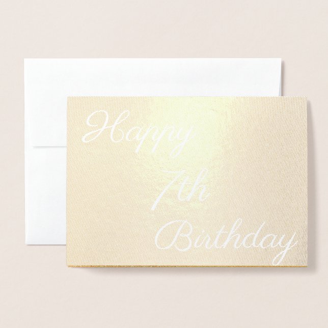 Tarjeta Con Relieve Metalizado Feliz sétimo cumpleaños de oro (Anverso con sobre)