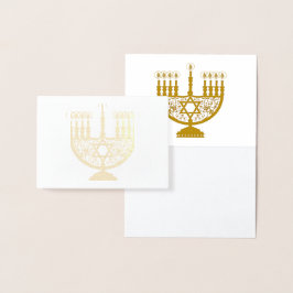 Tarjeta Con Relieve Metalizado FELIZ Tarjeta de Relieve metalizado dorado HANUKKA