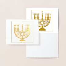 FELIZ Tarjeta de Relieve metalizado dorado HANUKKA
