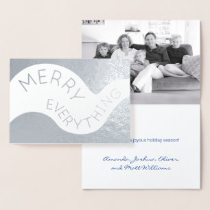 Tarjeta Con Relieve Metalizado Feliz todo curvo texto foto plata feriado