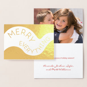 Tarjeta Con Relieve Metalizado Feliz todo curvo texto foto vacaciones de oro