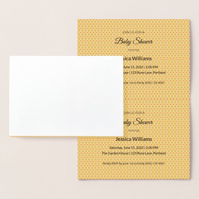 Tarjeta Con Relieve Metalizado Festejo de Bebé Boho Lindo Sin Género, Personaliza (Demostración)