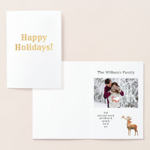 Tarjeta Con Relieve Metalizado Festividad fotográfica y ciervo personalizado