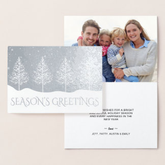 Tarjeta Con Relieve Metalizado Festividades navideñas con copos de nieve