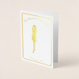 Tarjeta Con Relieve Metalizado Fiesta de Despedida de Soltera, Foto, Oro