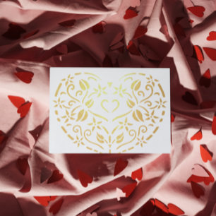 Tarjeta Con Relieve Metalizado Filigree Heart Valentine ❤️
