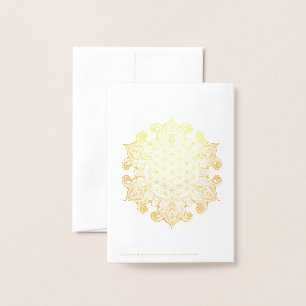 Tarjeta Con Relieve Metalizado Flor de vida - Mandala india 2