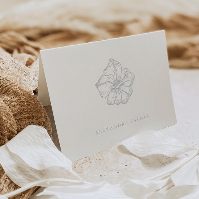 Tarjeta Con Relieve Metalizado Flor hibiscus plateada | Personalizado (Subido por el creador)