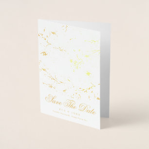 Tarjeta Con Relieve Metalizado Floral bosquetada de oro salva la fecha