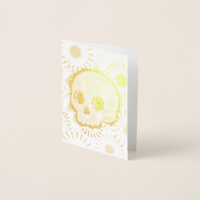 Tarjeta Con Relieve Metalizado Floral Burst Skull (Anverso)