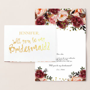 Tarjeta Con Relieve Metalizado Floral de Relieve metalizado dorado serás mi tarje