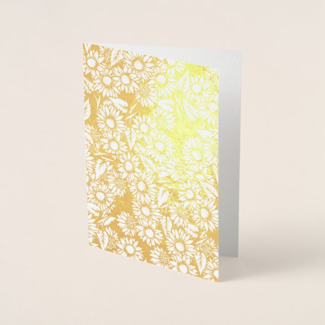 Tarjeta Con Relieve Metalizado Floral Sunny (Anverso)