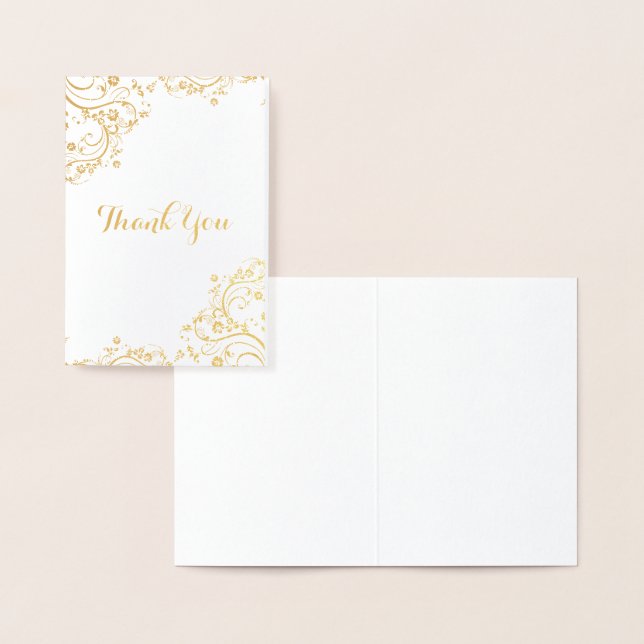 Tarjeta Con Relieve Metalizado Floral Swirl Corner Gracias (Demostración)