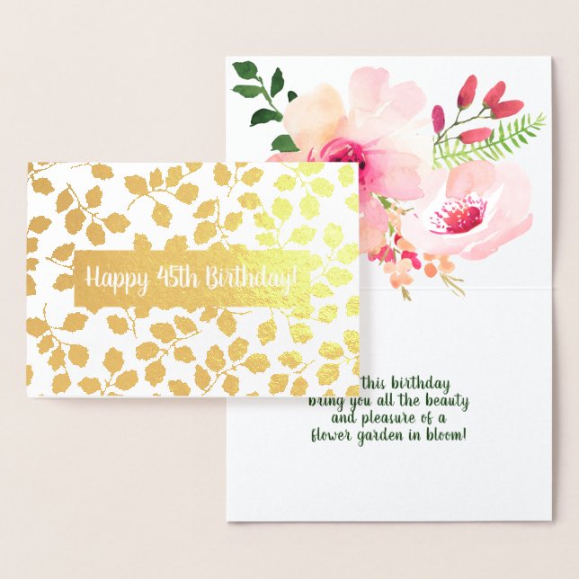 Tarjeta Con Relieve Metalizado Flores acuáticas Personalizado Cumpleaños/Ocasión  (Demostración)